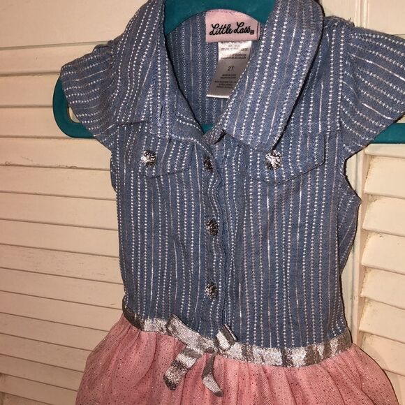 Little Lass Denim Ballerina 🩰 Dress. Sparkly! 18 months to 2T - Picture 3 of 5